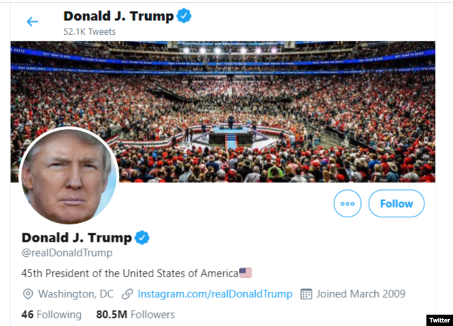 President Donald Trump's Twitter account