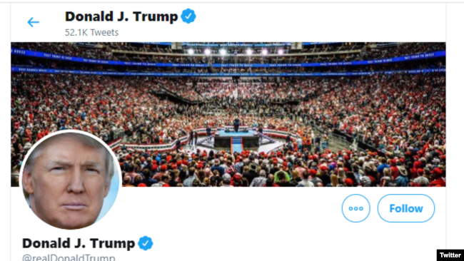 Trang Twitter của TT Trump