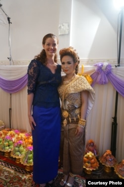 Erin Harrelson in her Khmer traditional clothes is attending a traditional Khmer wedding ceremony of a deaf couple. (Photo provided by Erin Harrelson)