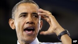 Presiden AS Barack Obama pada kampanye di SMU Canyon Springs, Nevada. (Foto: AP/Carolyn Kaster)