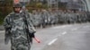 FILE - South Korean marines march during a military exercise as a part of the annual joint military training called Foal Eagle between South Korea and the U.S. in Pohang, South Korea, April 5, 2018. 