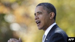Tổng thống Hoa Kỳ Barack Obama phát biểu tại Vườn Hồng Tòa Bạch Ốc, ngày 7/11/2011