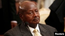 FILE - Uganda's President Yoweri Museveni attends an urgent session of the Summit of the Inter-Governmental Authority on Development (IGAD) on South Sudan in Ethiopia's capital Addis Ababa, June 10, 2014. 