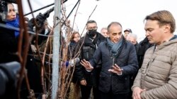 Eric Zemmour, far right candidate for the French presidential election 2022 visits a vineyard and meets local supporters in Husseren-les-chateaux, eastern France, Dec. 18, 2021.