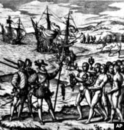 The Tainos greeted Columbus when he arrived on what is now the island of Hispanola.