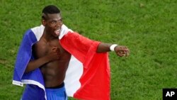 FILE: France's Paul Pogba celebrates after the Euro 2016 semifinal soccer match between Germany and France, at the Velodrome stadium in Marseille, France. Taken July 7, 2016.