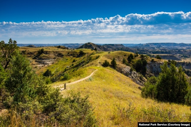 A hiking trail in the South Unit of the park