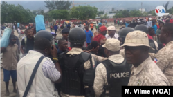 Protesters gather in front of of the Haitian parliament in Port au Prince, May 30, 2019.