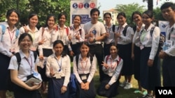 Menh Sok Searn, center, is one of STEM Ambassadors in Cambodia. (Courtesy photo)