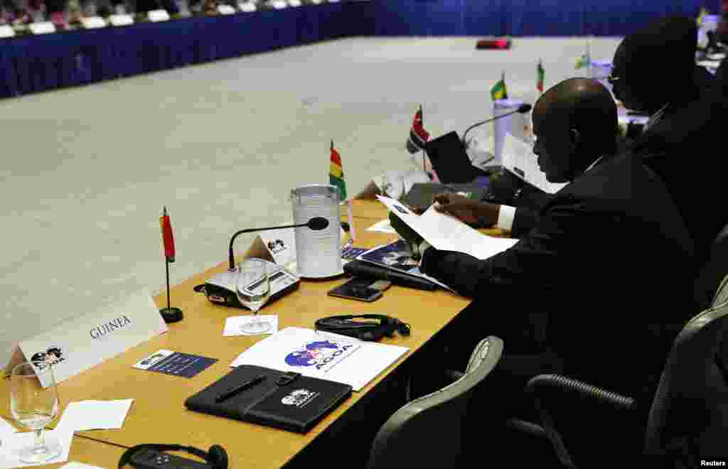 The representative from Guinea is absent for the opening session of the US-Africa Leaders Summit. The leaders of Guinea and Sierra Leone skipped the summit to deal with the ebola crisis at home,&nbsp;in Washington, DC, Aug. 4, 2014.&nbsp;