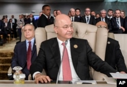 Iraq's President Barham Saleh attends the opening of the 30th Arab Summit in Tunis, Tunisia, March 31, 2019.