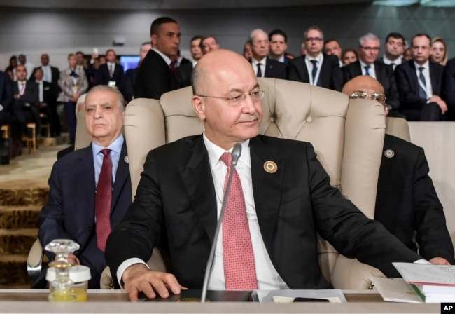 Iraq's President Barham Saleh attends the opening of the 30th Arab Summit in Tunis, Tunisia, March 31, 2019.