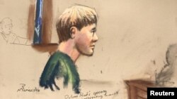 Dylann Roof, who is facing the death penalty for the hate-fueled killings of nine black churchgoers, makes his opening statement at his trial in this courtroom sketch in Charleston, South Carolina, Jan. 4, 2017. 