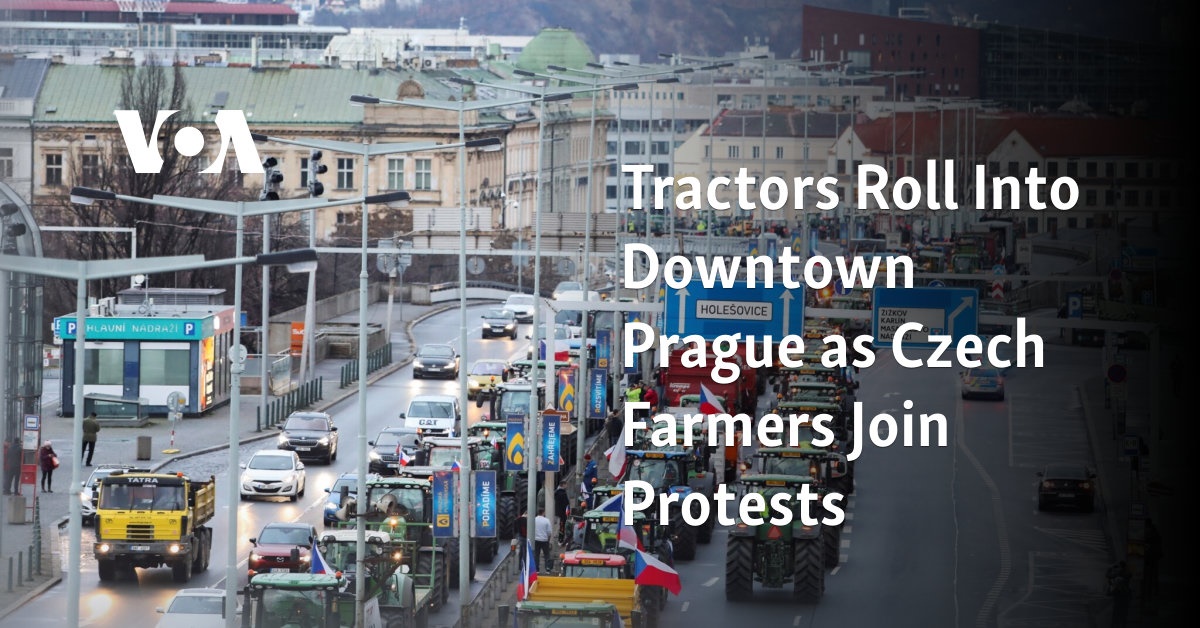 Tractors Roll Into Downtown Prague as Czech Farmers Join Protests