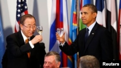 奥巴马和潘基文在纽约联合国大会上