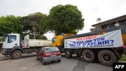 Barrages routiers à Cayenne le 26 mars 2017.