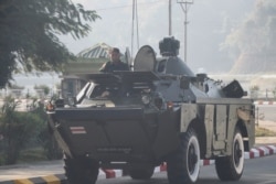 Myanmar's military checkpoint is seen on the way to the congress compound in Naypyitaw, Myanmar, February 1, 2021. REUTERS/Stringer