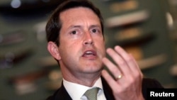 FILE - Randal Quarles speaks during a Reuters-sponsored panel discussion on the future of the Fannie Mae and Freddie Mac, in New York, July 19, 2006. 