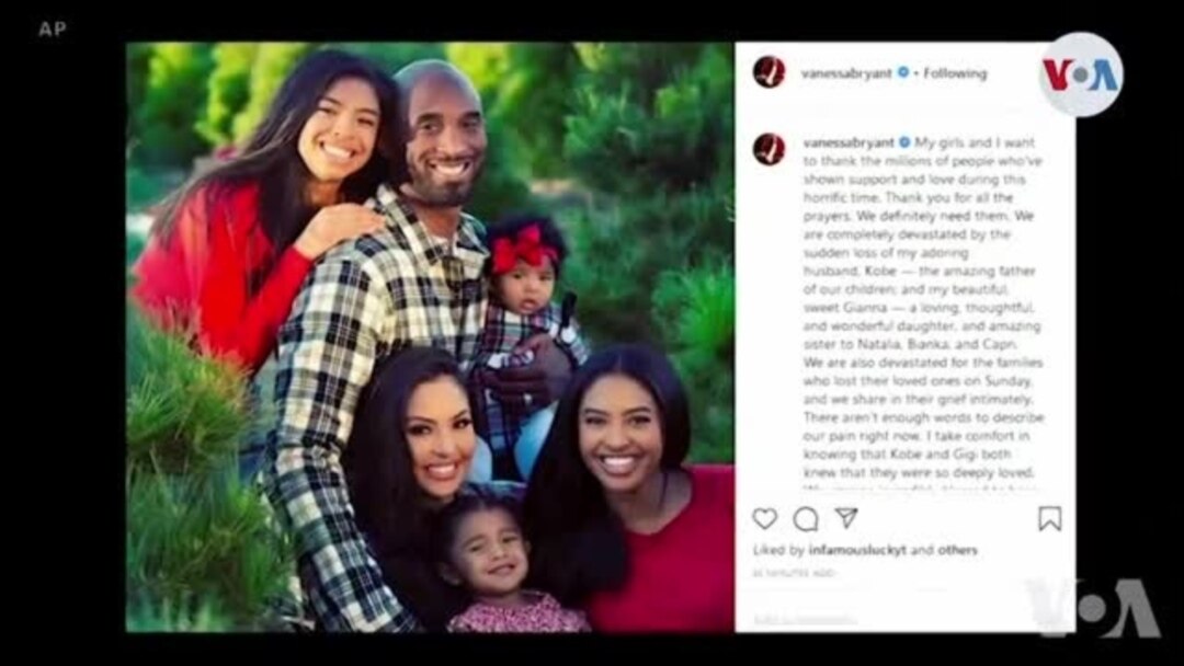 Post de Vanessa Bryant após a morte do marido e da filha