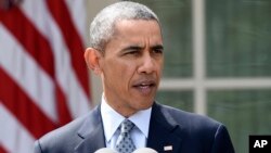 President Barack Obama speaks about the breakthrough in the Iranian nuclear talks in the Rose Garden of the White House in Washington, April 2, 2015.