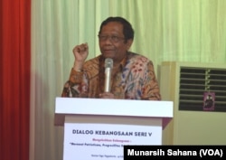 Prof. DR Mahfud MD, Ketua Suluh Kebangsaan. (Foto: VOA/Munarsih Sahana).