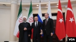 Rusiya prezidenti Vladimir Putin, İran prezidenti Həsən Ruhani və Türkiyə prezidenti Tayyib Ərdoğan 