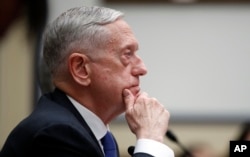 Defense Secretary Jim Mattis listens during a hearing of the House Armed Services Committee on Capitol Hill, Feb. 6, 2018 in Washington.