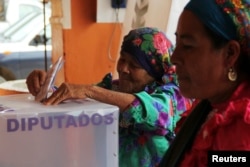 A woman casts her vote in a ballot box for delegates at a polling station in San Bartolome Quialana, on the outskirts of Oaxaca, Mexico, July 7, 2013.