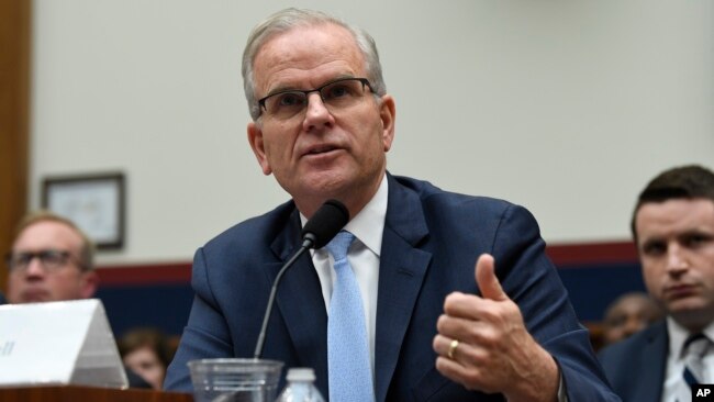 Daniel Elwell, acting administrator of the Federal Aviation Administration, testifies during a House Transportation Committee hearing on Capitol Hill in Washington, May 15, 2019, on the status of the Boeing 737 MAX aircraft.