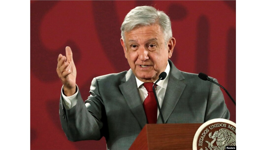 Mexico's President Andres Manuel Lopez Obrador speaks a news conference at the National Palace in Mexico City, May 31, 2019.