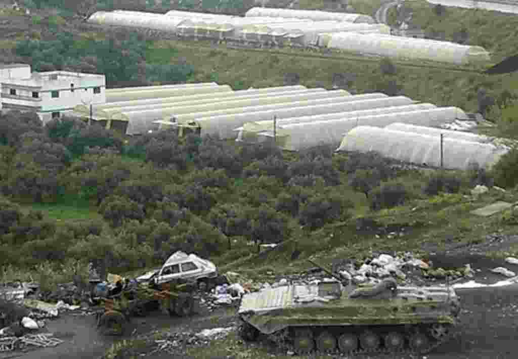 A tank is seen in the Syrian port city of Banias, April 10, 2011. Syrian security forces sealed off the coastal city of Banias overnight following pro-democracy protests and killings by irregulars loyal to Syrian President Bashar al-Assad, witnesses said 