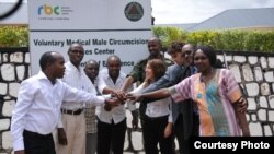 Circ MedTech president Tzameret Fuerst celebrates launch of PrePex at a Rwandan clinic (Courtesy Circ MedTech)