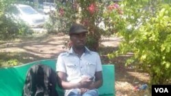 Itai Dzamara staging a sit-in in Harare's Africa Unity square Tuesday, October 21, 2014. (Photo: By Frank Chikowore)