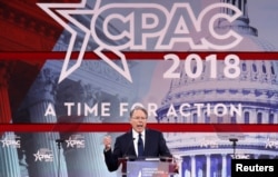 National Rifle Association Executive Vice President and CEO Wayne LaPierre speaks at the Conservative Political Action Conference (CPAC) at National Harbor, Maryland, Feb. 22, 2018.