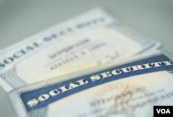 closeup of US Social Security cards