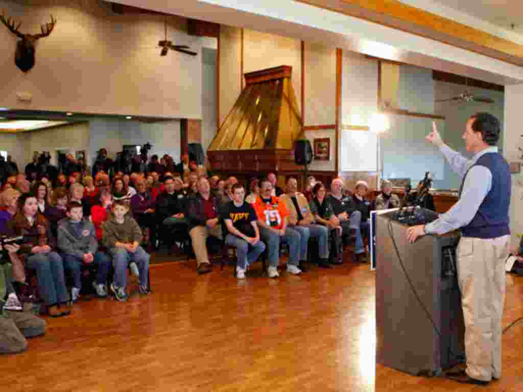 Republican presidential candidate Rick Santorum speaks during a campaign stop on January 31, 2012, at the Lone Tree Golf Club in Lone Tree, Colorado. (AP)