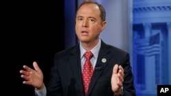 Rep. Adam Schiff, D-Calf., answers questions during an interview at the Associated Press bureau in Washington, Nov. 7, 2017.