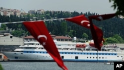 Turkish aid ship, the Mavi Marmara, is seen in Istanbul on May 30, 2011, one year after a Israeli raid left nine Turks dead.