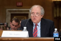 FILE - John Sopko, Special Inspector General for Afghanistan Reconstruction (SIGAR), testifies on Capitol Hill in Washington. Sopko says the main threat to the success of the war on terrorism is corruption.