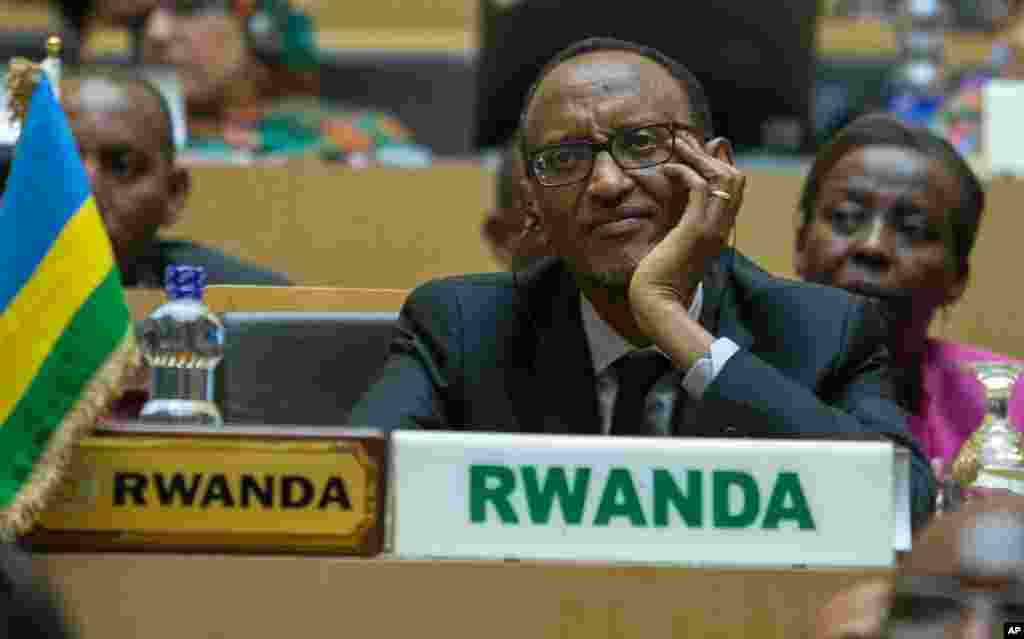 Rwanda president Paul Kagame attends the opening ceremony of the 26 ordinary of the African Summit in Ethiopian capital Addis Ababa Saturday, Jan. 30, 2016. 