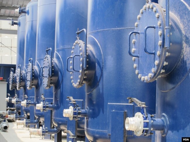 Part of the water treatment system at the dioxin remediation site at U.S. airbase in Da Nang, April 19, 2014.