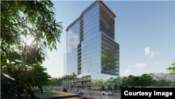 Bangunan komersial rancangan tim Ganeshantuy ITB dilengkapi facade kinetik yang bisa beradaptasi dengan iklim.