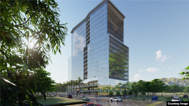 Bangunan komersial rancangan tim Ganeshantuy ITB dilengkapi facade kinetik yang bisa beradaptasi dengan iklim.