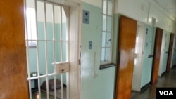 Nelson Mandela's former prison cell on Robben Island, South Africa, Dec. 14, 2013. Henry Ridgwell for VOA.
