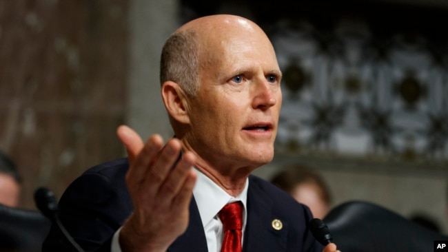 资料照:共和党联邦参议员斯科特(Sen. Rick Scott, R-FL)出席参议院听证会。