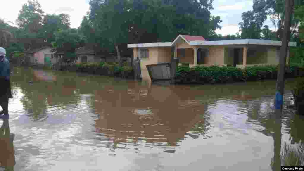 A flooded neighborhood is seen in Ouanaminthe, northeast Haiti, Sept. 8, 2017. (Photo - Josiah Cherenfant, courtesy VOA Creole Service)