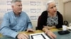 Debra, right, and Marc Tice, parents of Austin Tice, a journalist who has been missing in Syria since August this year, answer questions from journalists at the Press Club in Beirut, November 12, 2012.