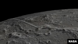 This still image and animation shows the final flight path for NASA's twin Gravity Recovery and Interior Laboratory (GRAIL) mission spacecraft, which will impact the moon on Dec. 17, 2012. 