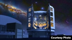 Artist drawing of the Giant Magellan Telescope under a starry night sky (Giant Magellan Telescope)