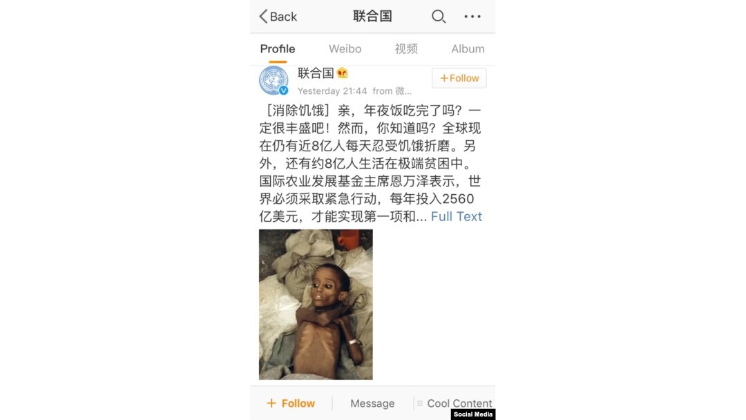 One of the UN posts on starvation.
